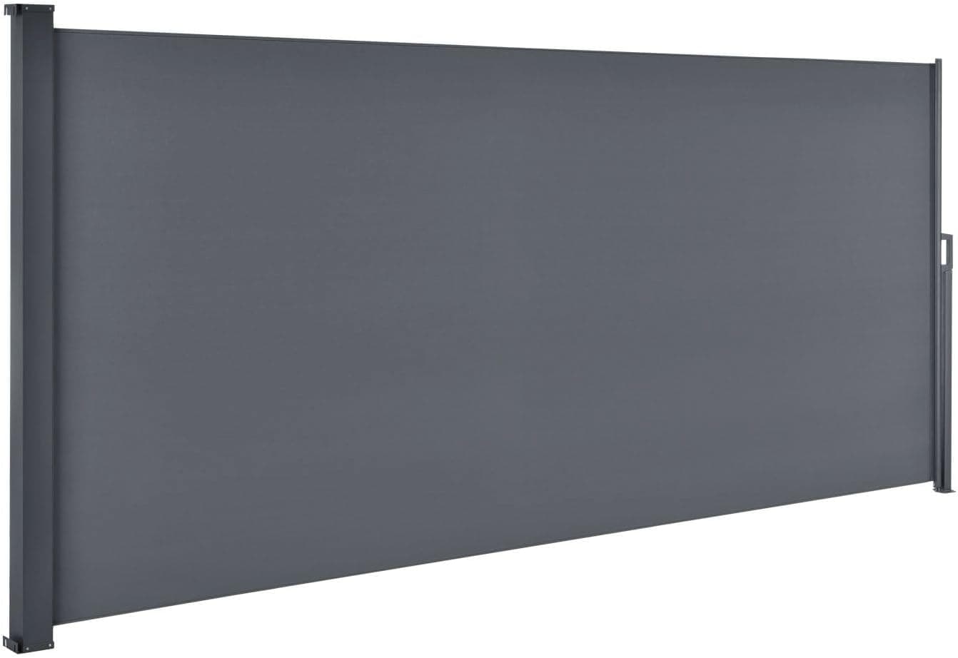 Juskys® Seitenmarkise Dubai 180 x 300 cm ausziehbar Blickdicht, Sichtschutz für Balkon &amp; Terrasse, Seitenrollo mit Wandhalterung - grau