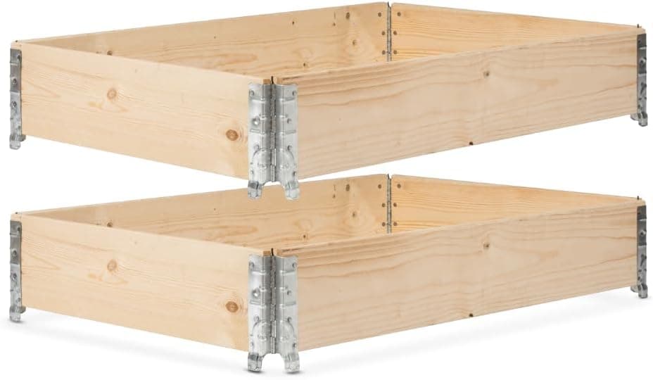 gardivo Hochbeet 120 x 80 x 20 cm - 3-teilig Palettenrahmen aus Holz, Beeteinfassung, Garten Hochbeete, Holzrahmen, Aufsatzrahmen auf Europalettefaltbar, stapelbar, steckbar