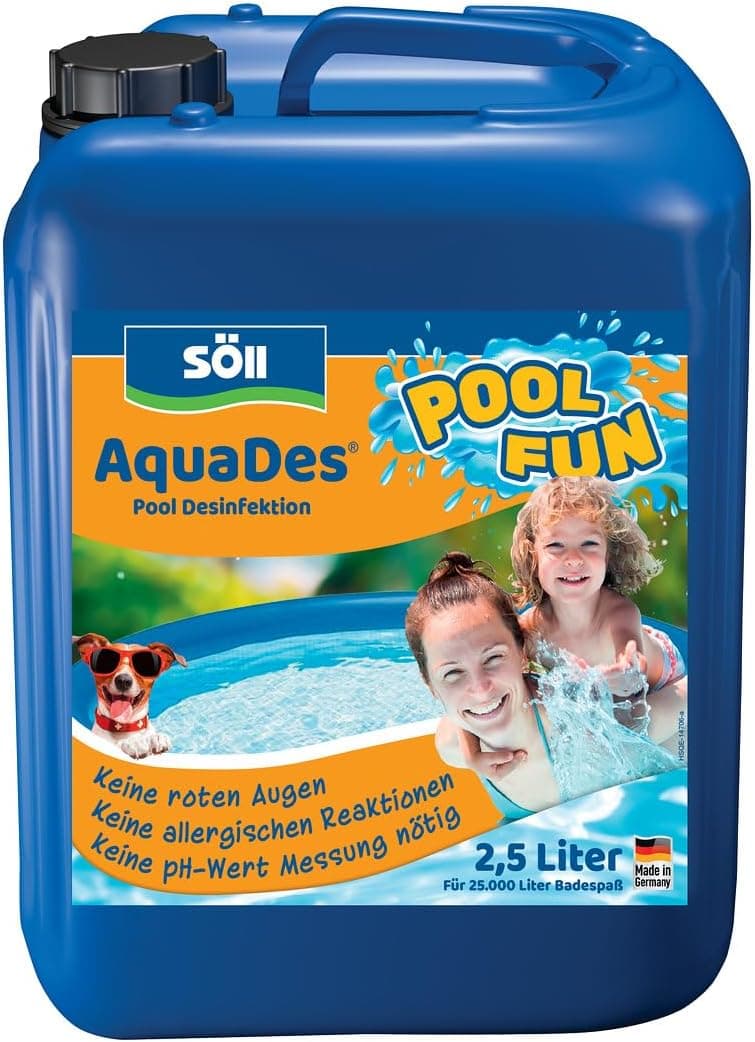 Söll 81456 AquaDes 2,5 l - Pool-Desinfektion, Poolreinigung, Wasserpflege gegen Bakterien und Keime, Desinfektionmittel für Pool Planschbecken Schwimmbecken Kinderpool