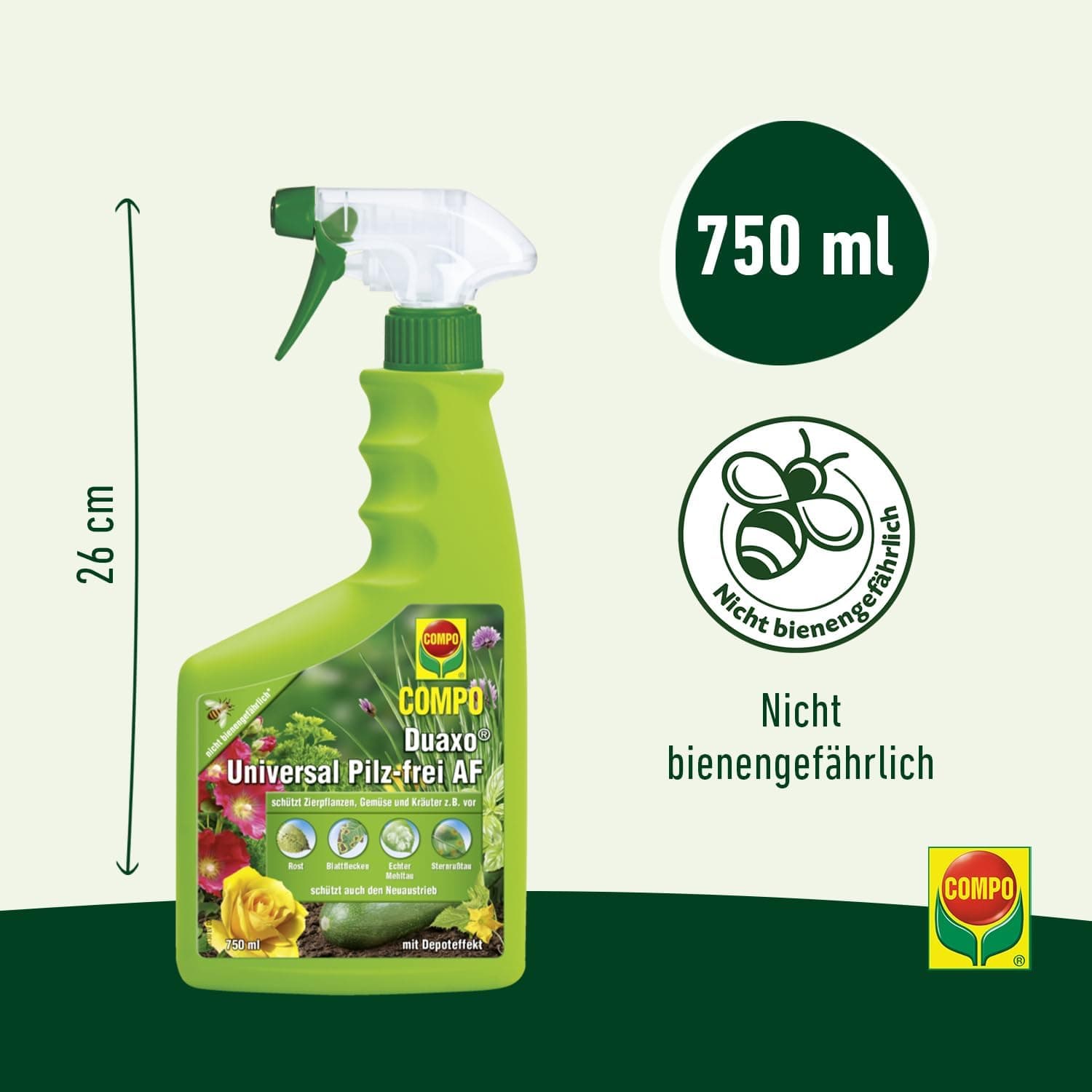 Compo Duaxo Universal Pilz-frei AF, Bekämpfung von Pilzkrankheiten an Zierpflanzen, Gemüse und Kräutern, Anwendungsfertig, 750 ml