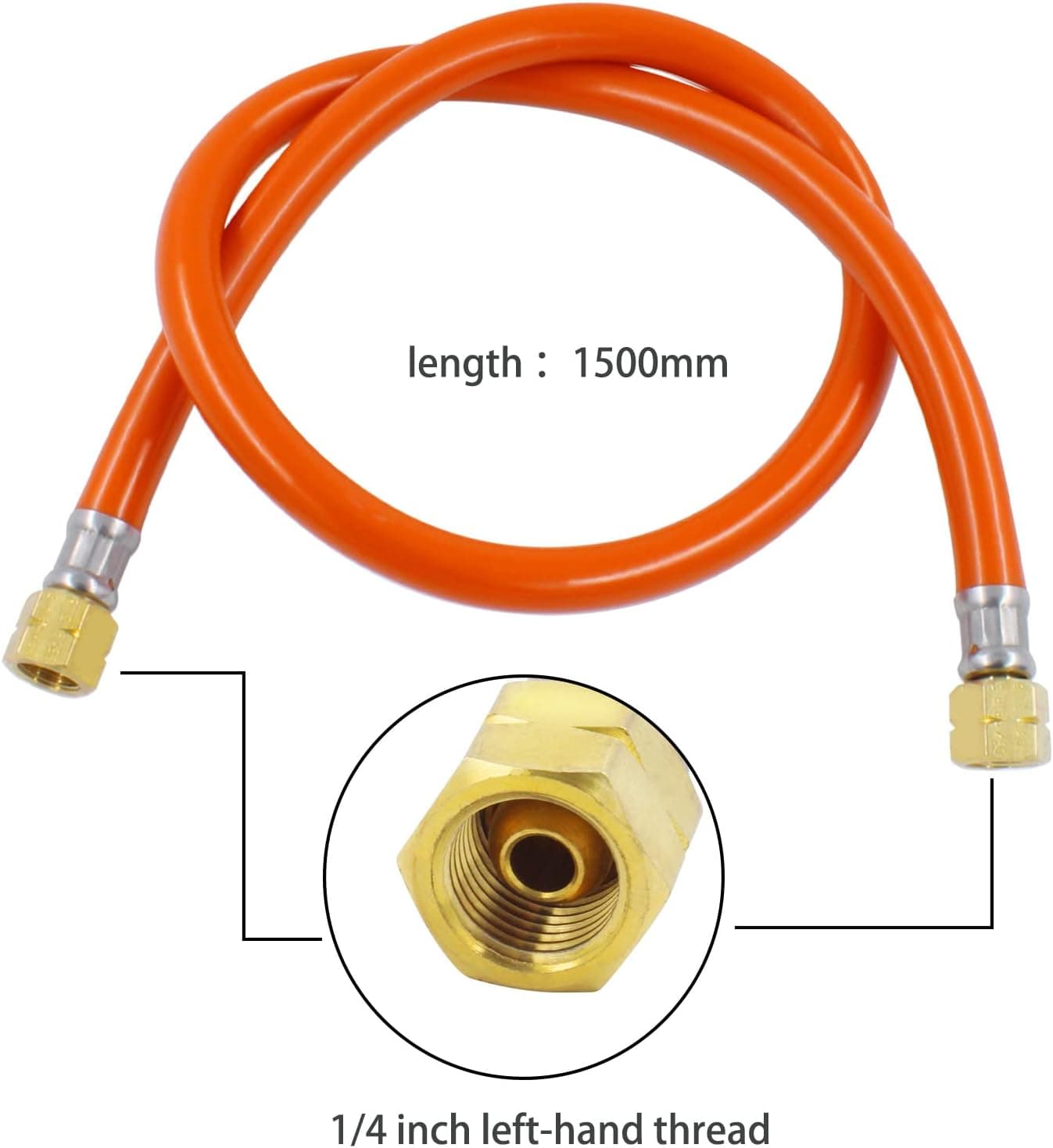 Gasregler Druckminderer 50mbar+Gasschlauch 150cm 1/4" Linkegewinde Betriebsdruck Gas Niederdruckregler Druckregler Zubehör/Ersatzteil für Gasgrils für Camping Picknicks Grillpartys