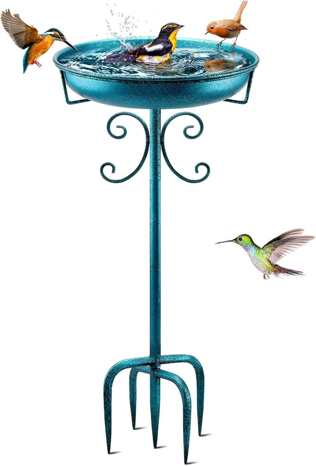 Vogeltränke Stehend,Vogelbad für Draußen Garten,35In Metall Vogelbecken Schüssel Wassertränke für Vögel, Antike Vogeltränke Winterfest Futter Wasserschale (Antike Bronze)