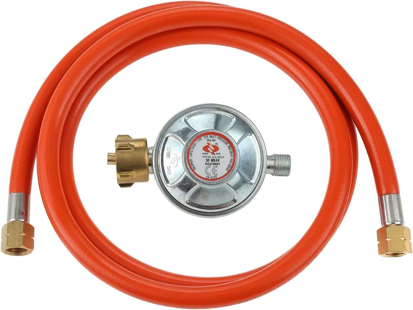 Gasregler Druckminderer 50mbar+Gasschlauch 150cm 1/4" Linkegewinde Betriebsdruck Gas Niederdruckregler Druckregler Zubehör/Ersatzteil für Gasgrils für Camping Picknicks Grillpartys