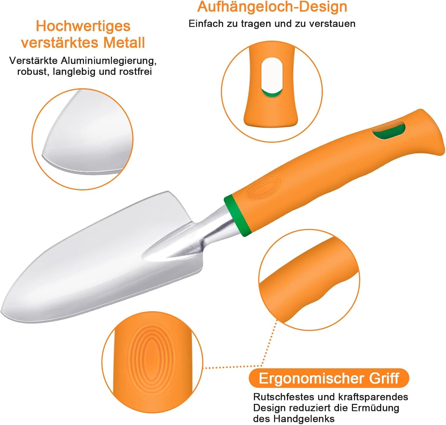 Gartenwerkzeug Set, 3-teiliges Gartengeräte Set – Ergonomische Handschaufel, robuste Handharke und Schaufeln, Gartenzubehör für Pflanzen, Blumen &amp; Gartenarbeit, ideales Gartenwerkzeug für Gärtner