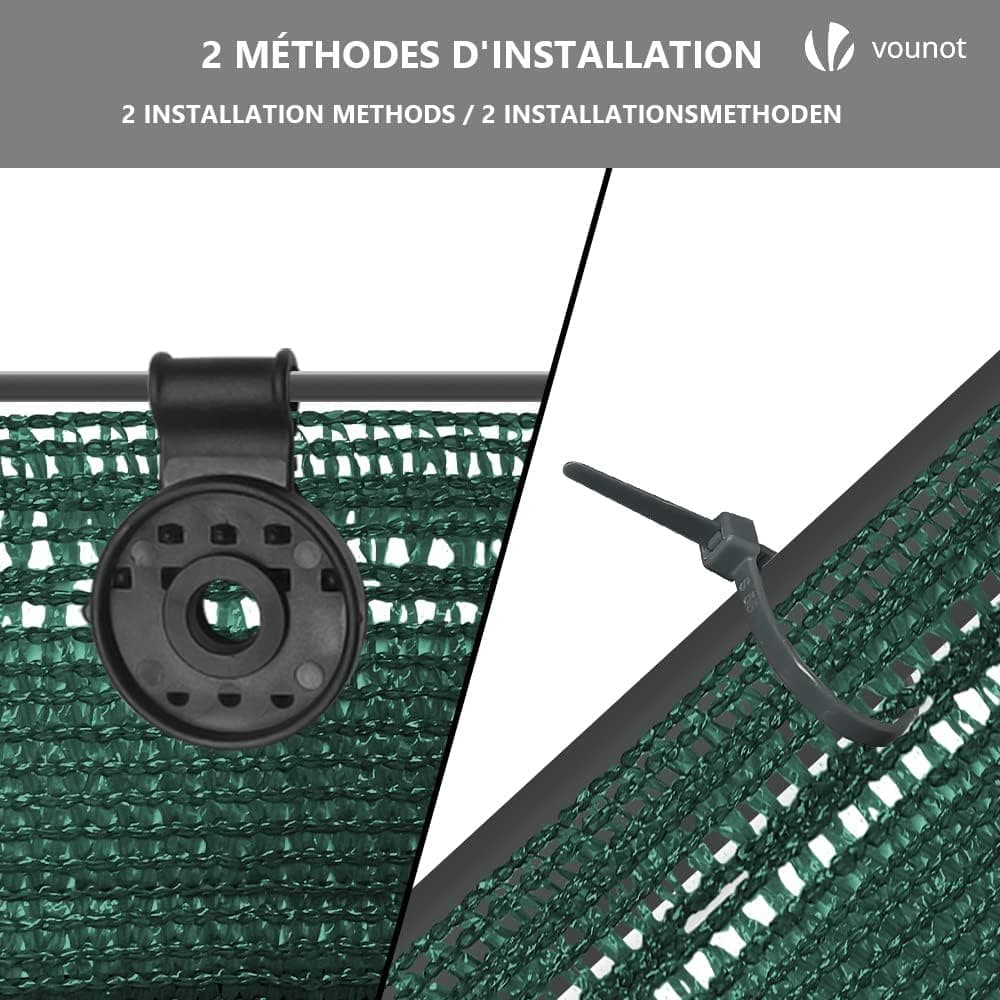 VOUNOT® Zaunblende 1.8×10m, Sichtschutz Zaun 150 g/m² HDPE Schattiernetz, Windschutz UV-resistent Reißfest, 85% Beschattungsgrad, mit Löcher und Kabelbinder, Grün