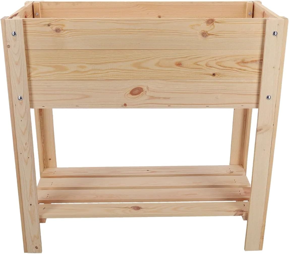 mgc24 Hochbeet Kiefernholz Dunkelbraun 80 x 37,6 x 78cm mit Ablageboden | Stehender Pflanzkasten, Für Garten Terrasse Balkon, Mit Ablageboden