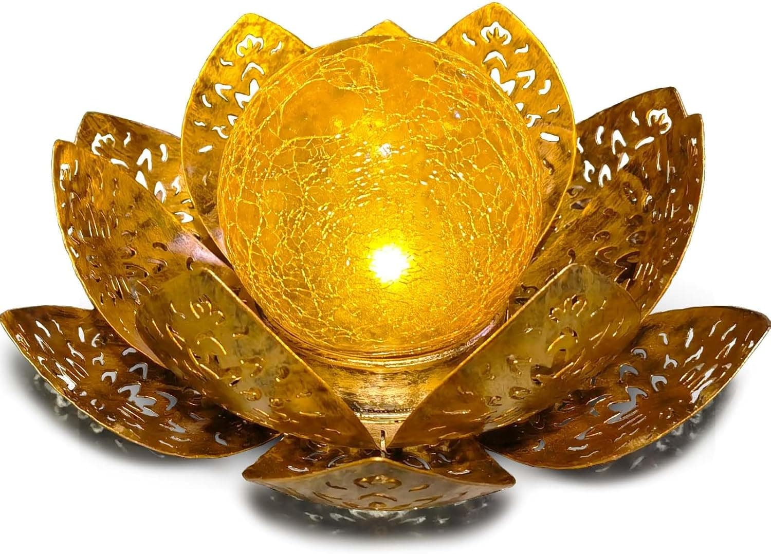 Solarlampen für Außen Solar Lotus Gartendeko Solar Bodenleuchte für Garten Warmes Licht Gartenleuchten für Außen Terassendeko LED Solarleuchten Wasserdicht Metall Solarlaterne