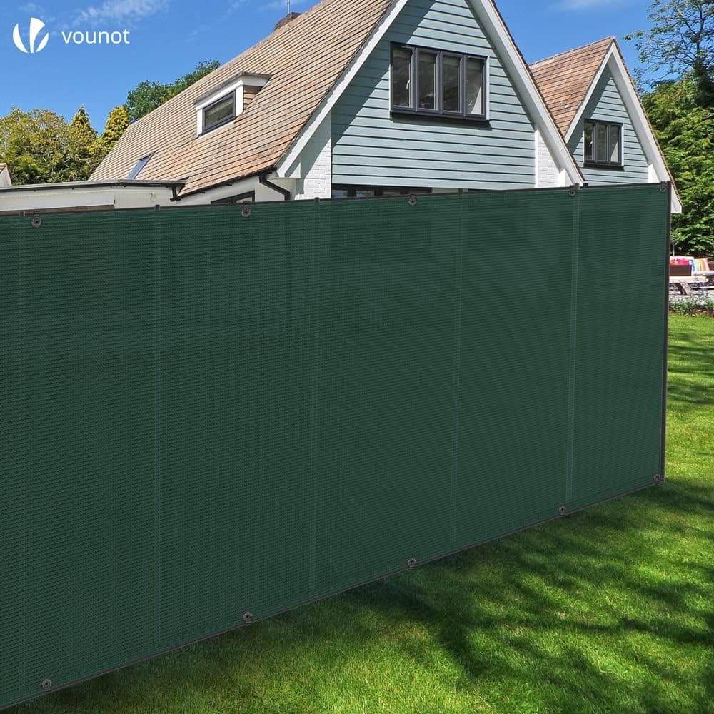 VOUNOT® Zaunblende 1.8×10m, Sichtschutz Zaun 150 g/m² HDPE Schattiernetz, Windschutz UV-resistent Reißfest, 85% Beschattungsgrad, mit Löcher und Kabelbinder, Grün