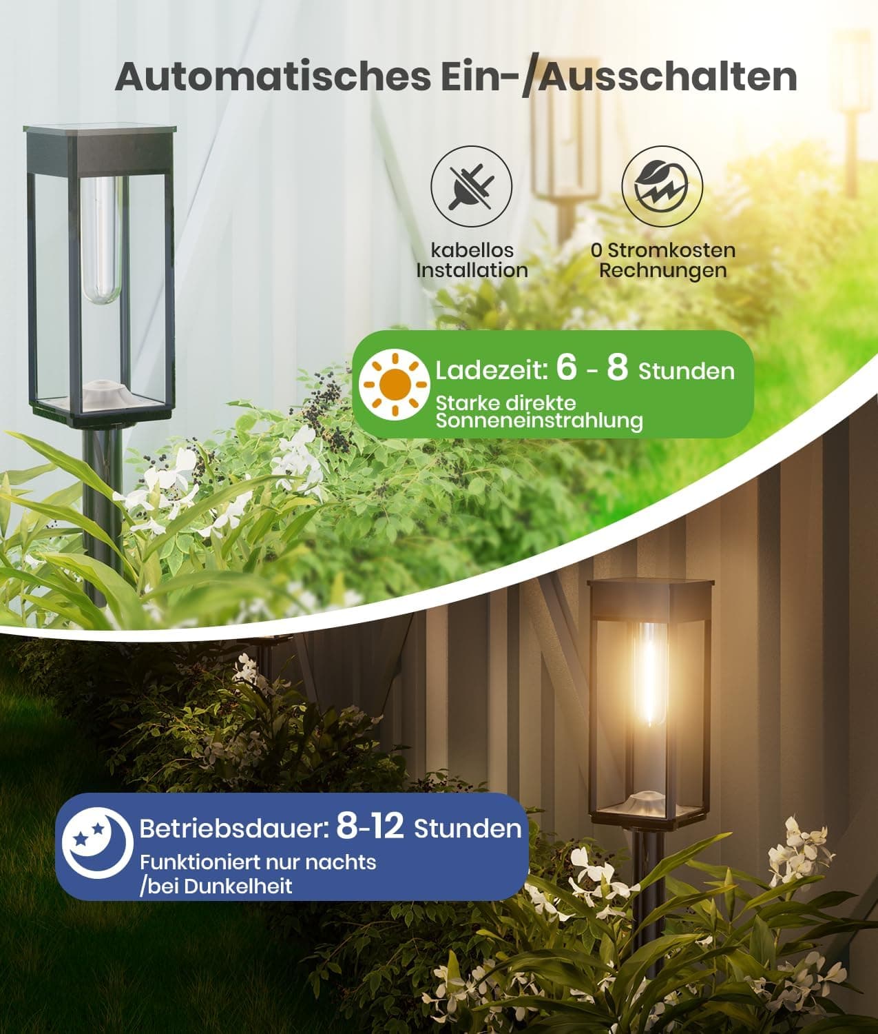 Solarlampen Außen Garten,Garten Solarleuchten Aussen 4 Stücke mit Längere Arbeitzeit, IP65 Wassserdicht Solar Gartenlampe, Extrem Helle Outdoor Solar Lights für Terrase Warmes Weiß
