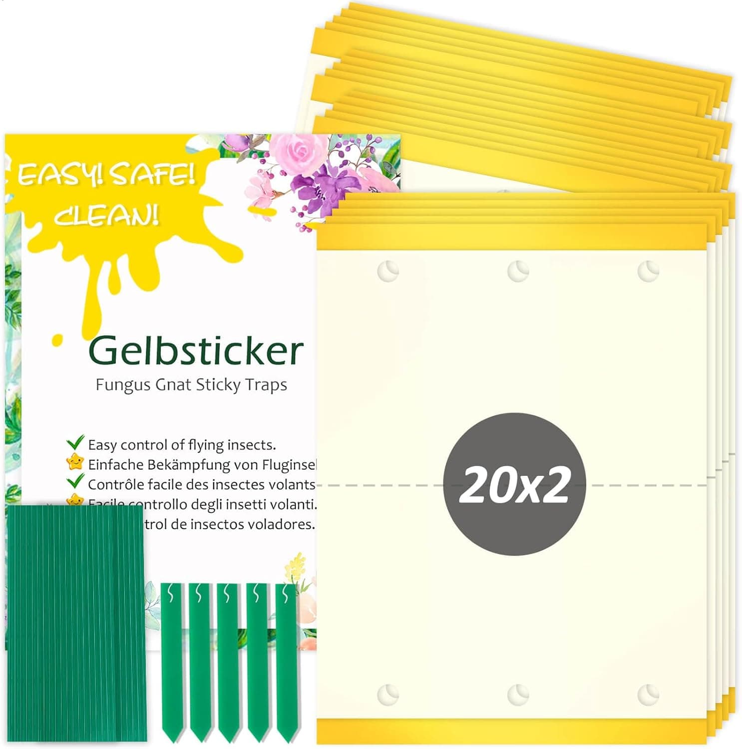 Blooven Gelbsticker Trauermücken Bekämpfen 30 Stück, Gelbtafeln für die Zimmerpflanzen Schädlingsbekämpfung (30 Stück)