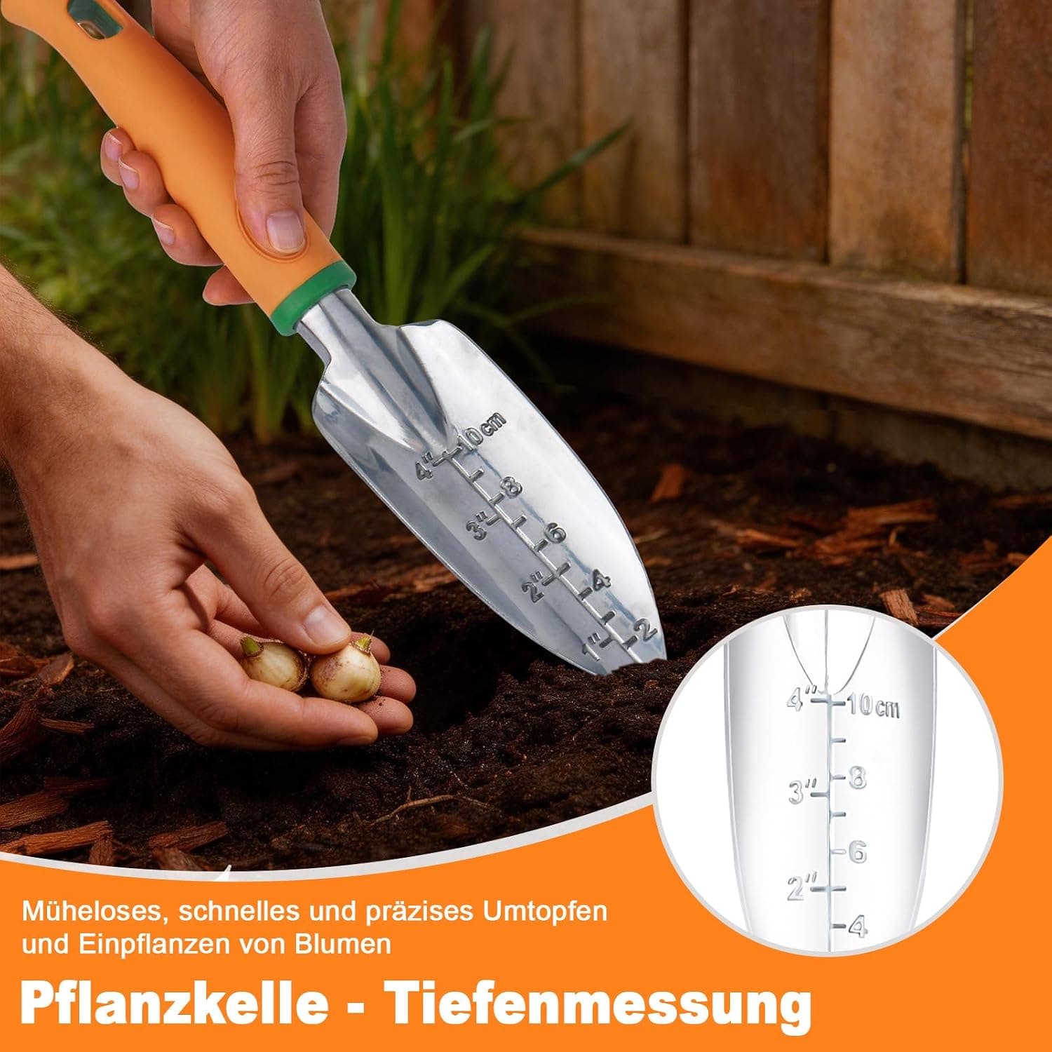 Gartenwerkzeug Set, 3-teiliges Gartengeräte Set – Ergonomische Handschaufel, robuste Handharke und Schaufeln, Gartenzubehör für Pflanzen, Blumen &amp; Gartenarbeit, ideales Gartenwerkzeug für Gärtner