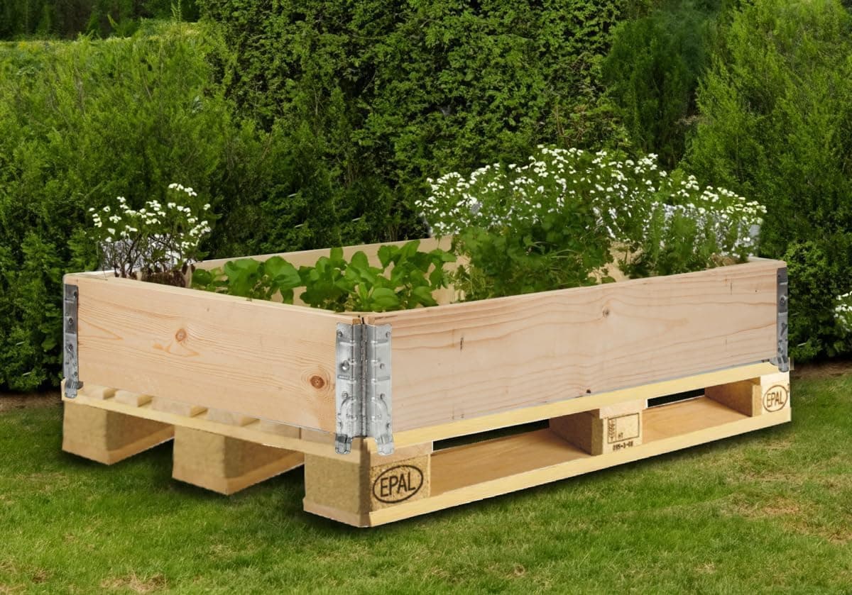 gardivo Hochbeet 120 x 80 x 20 cm - 3-teilig Palettenrahmen aus Holz, Beeteinfassung, Garten Hochbeete, Holzrahmen, Aufsatzrahmen auf Europalettefaltbar, stapelbar, steckbar