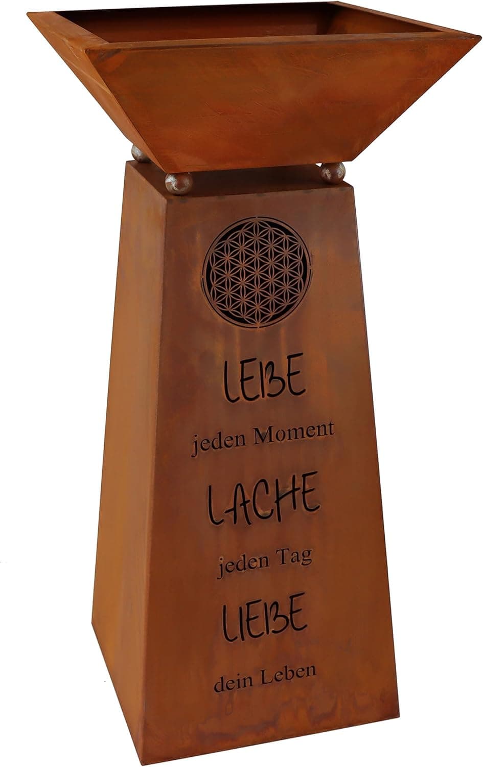 Rostikal Edelrost Säule Familie 72 cm - Pflanzsäule mit Schale und Spruch - Gartendeko Rost, Blumensäule Outdoor Vintage, Rostsäule für Garten, Balkon und Terrasse