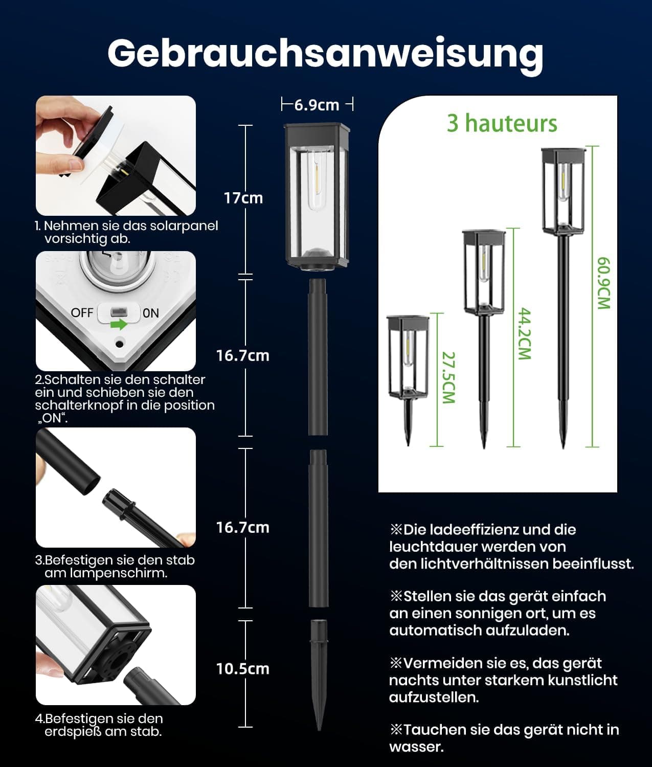 Solarlampen Außen Garten,Garten Solarleuchten Aussen 4 Stücke mit Längere Arbeitzeit, IP65 Wassserdicht Solar Gartenlampe, Extrem Helle Outdoor Solar Lights für Terrase Warmes Weiß