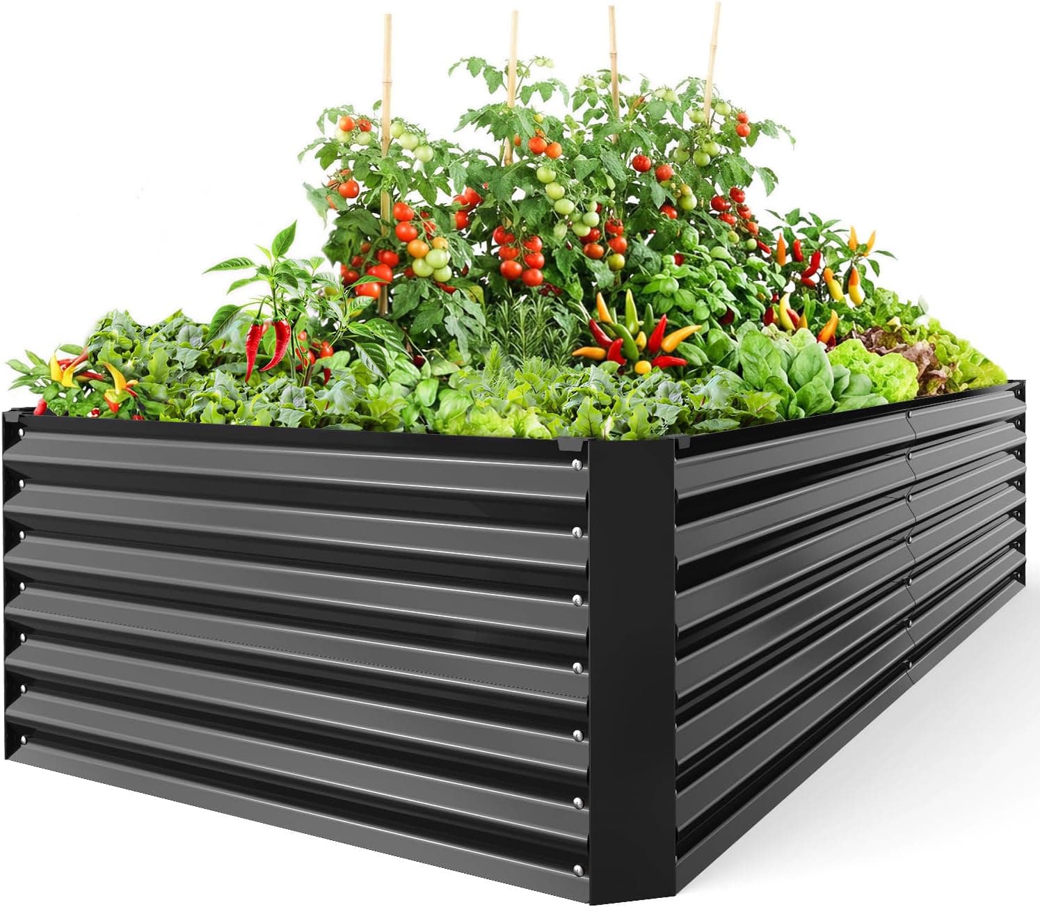 Ohuhu Hochbeet Metall Pflanzenbeet 180x90x60cm, Wetterfestes Stahlblech Hochbeete für Gemüse Erhöhte Extragroße, Gemüsebeet Pflanzkasten Frühbeet Gartenbeet Pflanzkübel Blumenkasten für Garten