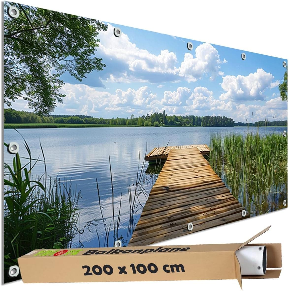 TRIOSK Sichtschutz Garten Deko Zaun Plane Blickdicht groß mit Zaunblende Motiv Waldpfad Wald Sonnenweg für Zaunelement Doppelstabmatten Stabmattenzaun Gartenzaun PVC 250x180 cm