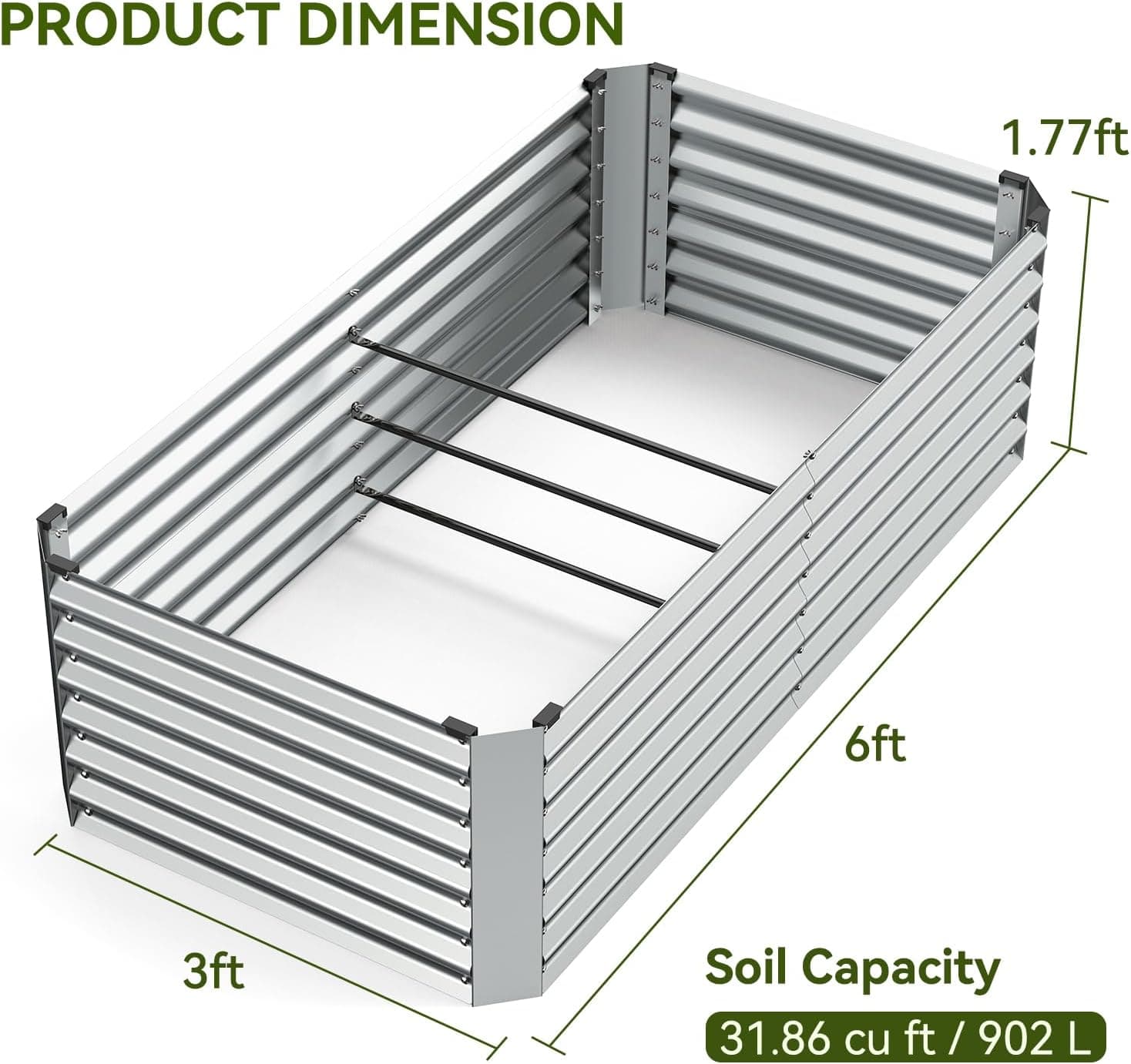Ohuhu Hochbeet Metall Pflanzenbeet 180x90x60cm, Wetterfestes Stahlblech Hochbeete für Gemüse Erhöhte Extragroße, Gemüsebeet Pflanzkasten Frühbeet Gartenbeet Pflanzkübel Blumenkasten für Garten