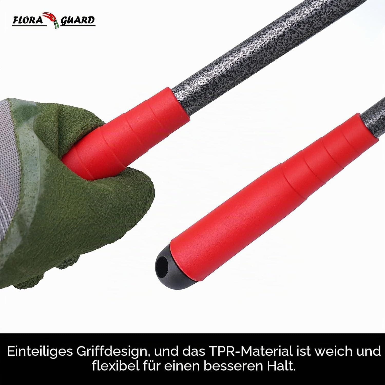 FLORA GUARD 6-teiliges Gartenwerkzeug Set, Gartengeräte Set mit Unkrautstecher, Kelle, Handrechen, Hacke &amp; Kultivator aus Kohlenstoffstahl, Garten Handwerkzeug Set für Pflanzenpflege und Bodenarbeit