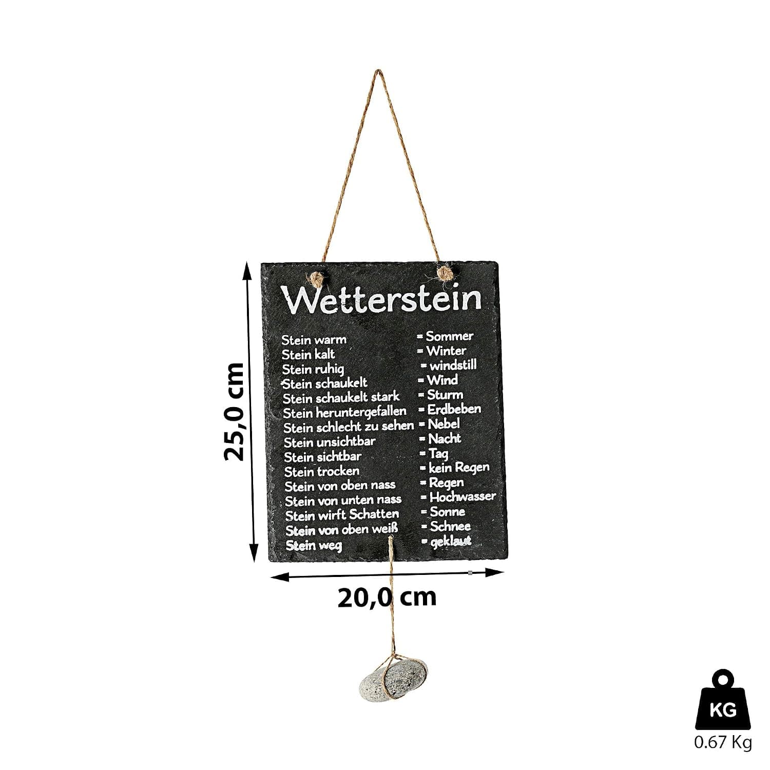 Cepewa Wetterstation, Stein auf Schiefertafel, Wettertafel, Schild, 20 x 25 cm