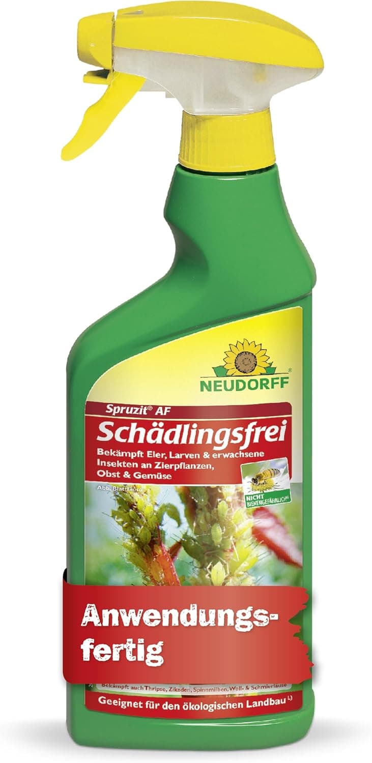 Neudorff Spruzit AF Schädlingsfrei – Bekämpft Schädlinge wie Buchsbaumzünsler, Blattläuse, Thripse an Zierpflanzen, Gemüse, Obst und Kräutern, 500 ml