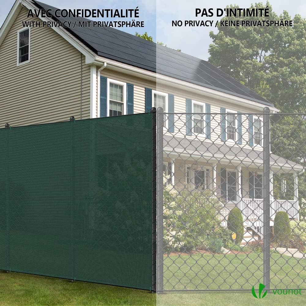 VOUNOT® Zaunblende 1.8×10m, Sichtschutz Zaun 150 g/m² HDPE Schattiernetz, Windschutz UV-resistent Reißfest, 85% Beschattungsgrad, mit Löcher und Kabelbinder, Grün