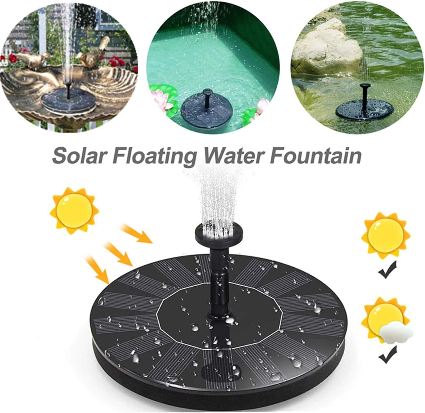 Jsdoin Solar Springbrunnen für Außen, Solarbrunnen für Draussen mit 6 Düsen, Freistehend, Tauchbrunnen für Den Außenbereich, Für Teich, Pool, Terrasse, Garten