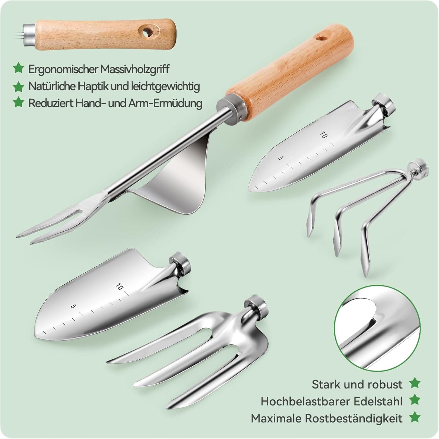 Grenebo Gartenwerkzeug Set,9 Stück Garten Werkzeug mit Gartengeräte Organizer Handtasche, Rostfreies und ergonomisches Gartengeräte Set, Ideale Gartengeschenke für Frauen für Gartenliebhaber geeignet.