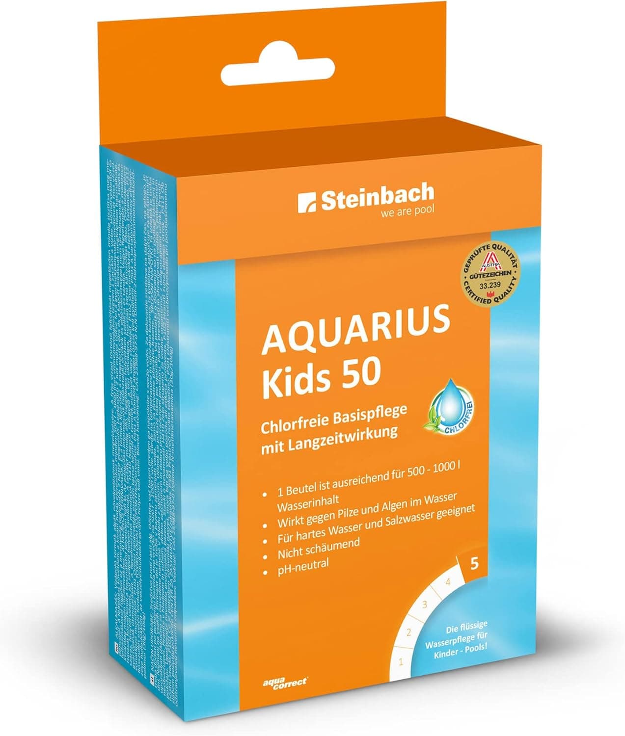 Steinbach Poolpflege Algezid flüssig - 0753505TV00-5 l - Schaumfrei &amp; hochkonzentriert - Verhindert Algenwachstum &amp; entfernt Trübstoffe - Für klares Wasser mit Langzeitwirkung