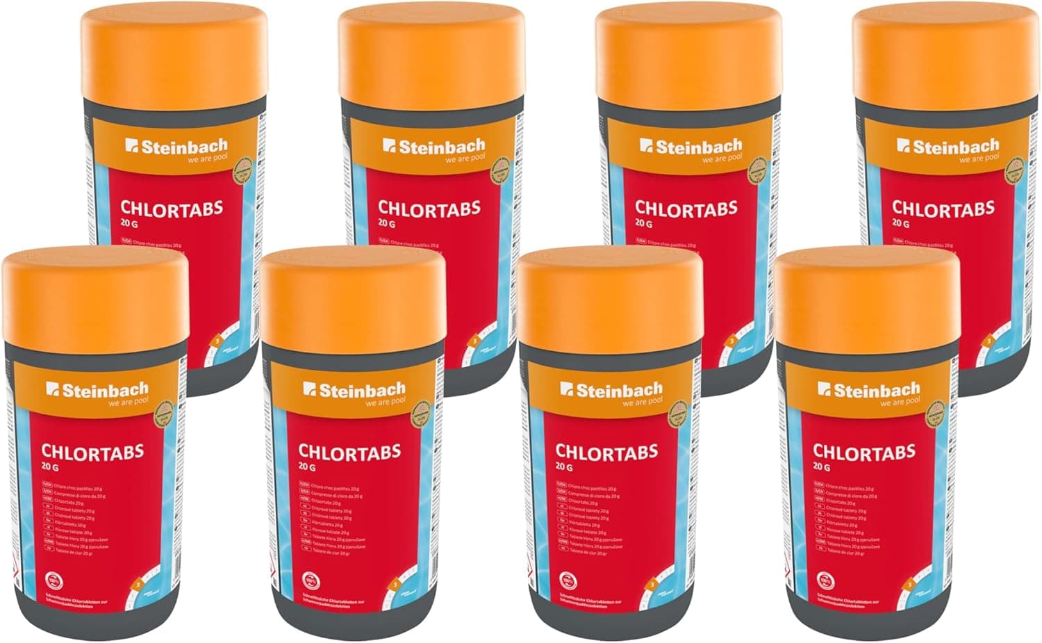 Steinbach Poolpflege Quattrotabs 200 g langsamlöslich - 0752605TV00-5 kg - 4-in-1 Chlortabletten mit Flockungsmittel - pH-Stabilisator &amp; Algenverhütung - Multifunktionstabletten