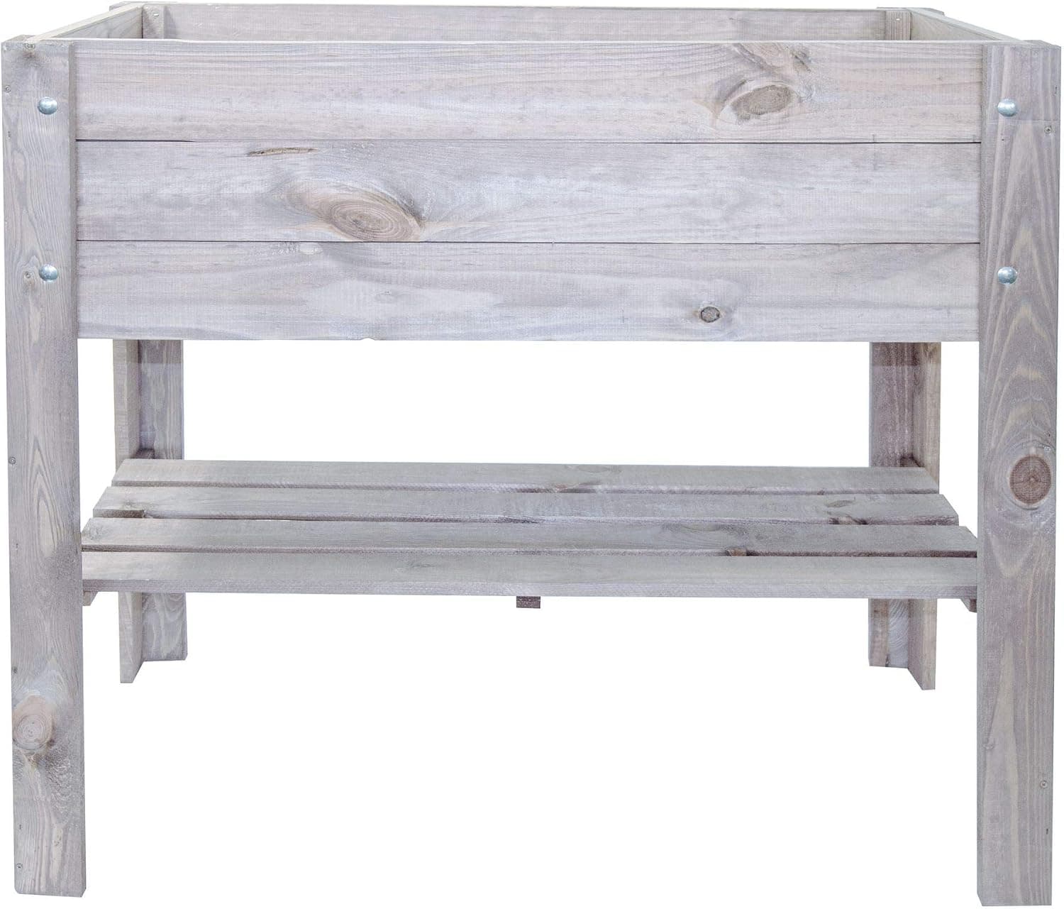 mgc24 Hochbeet Kiefernholz Dunkelbraun 80 x 37,6 x 78cm mit Ablageboden | Stehender Pflanzkasten, Für Garten Terrasse Balkon, Mit Ablageboden