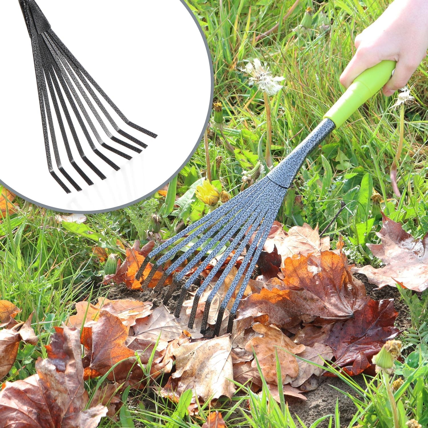 com-four® 5-teiliges Garten-Werkzeug-Set - Gartenset mit Doppelhacke, Kleingrubber, Fugenkratzer, Handrechen, Blumenkelle - Gartenwerkzeug für Pflanzen und Gartenarbeit