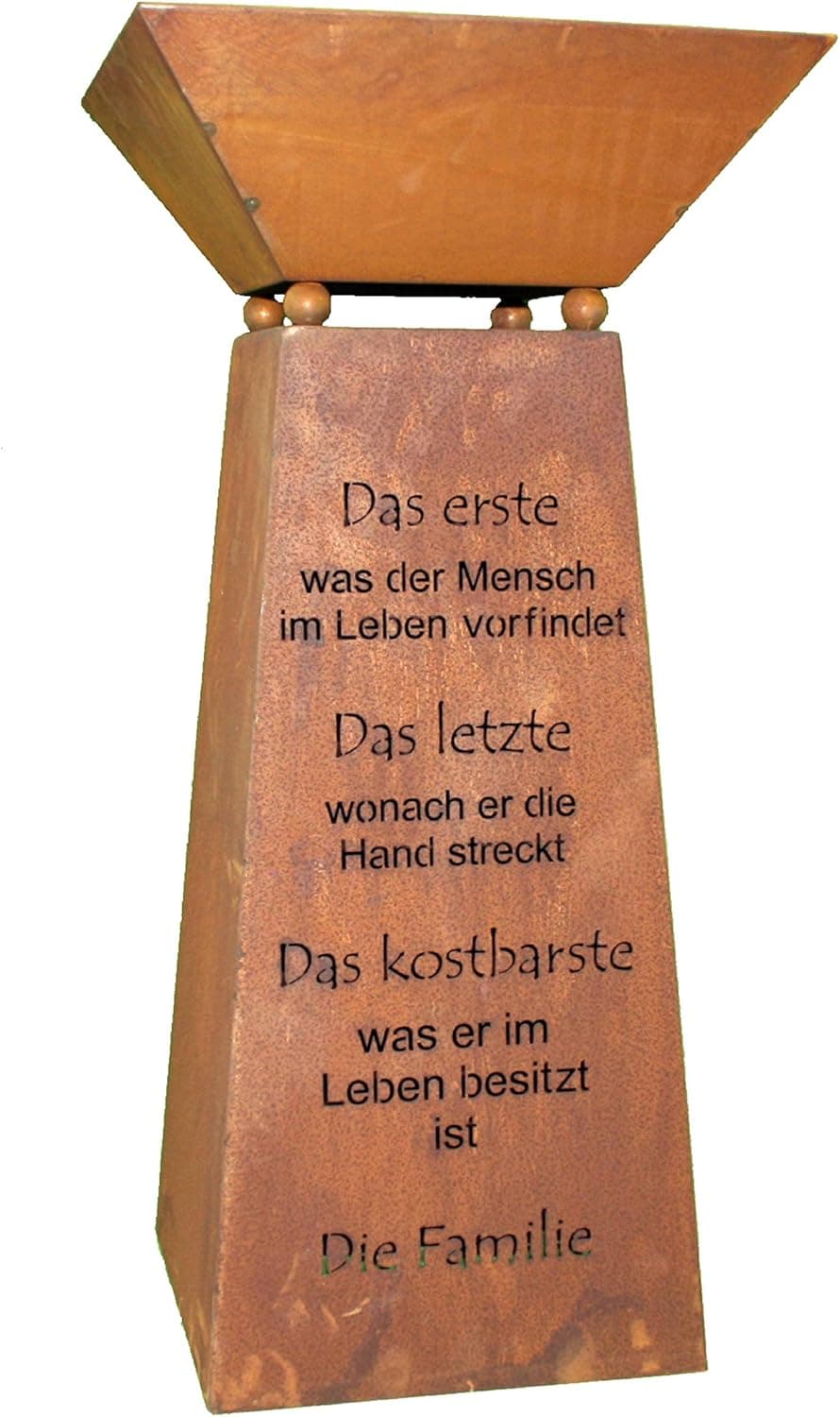 Rostikal Edelrost Säule Familie 72 cm - Pflanzsäule mit Schale und Spruch - Gartendeko Rost, Blumensäule Outdoor Vintage, Rostsäule für Garten, Balkon und Terrasse