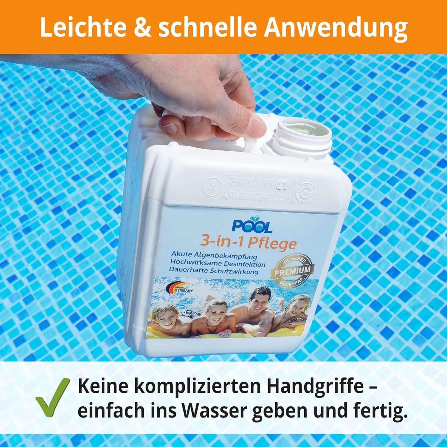 3-in-1 Poolreinigung Wasserpflege - Für bis zu 20.000 Liter Poolwasser - gegen Algen und Ablagerungen im Pool – Perfekte Desinfektion und Säuberung von Planschbecken Schwimmbad– für klares Wasser