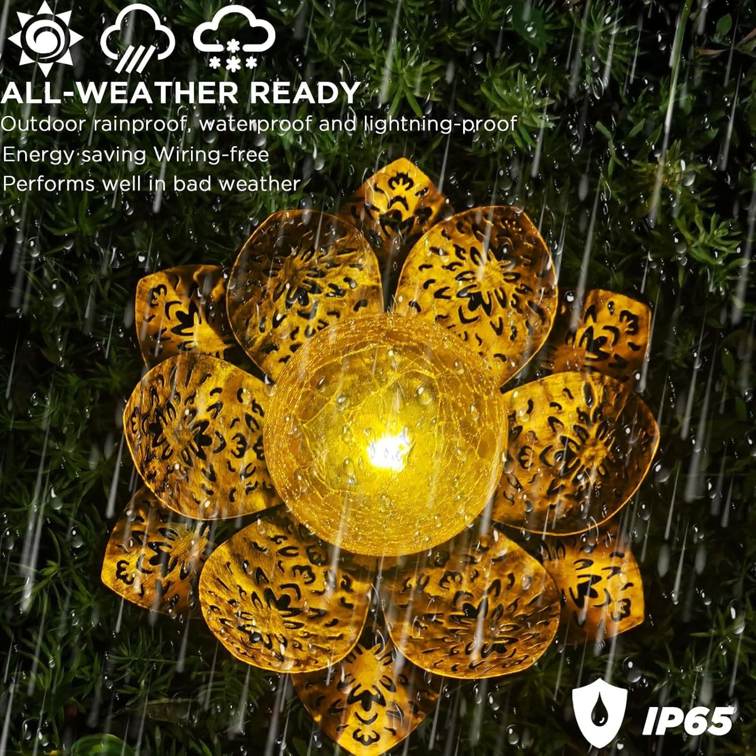 Solarlampen für Außen Solar Lotus Gartendeko Solar Bodenleuchte für Garten Warmes Licht Gartenleuchten für Außen Terassendeko LED Solarleuchten Wasserdicht Metall Solarlaterne