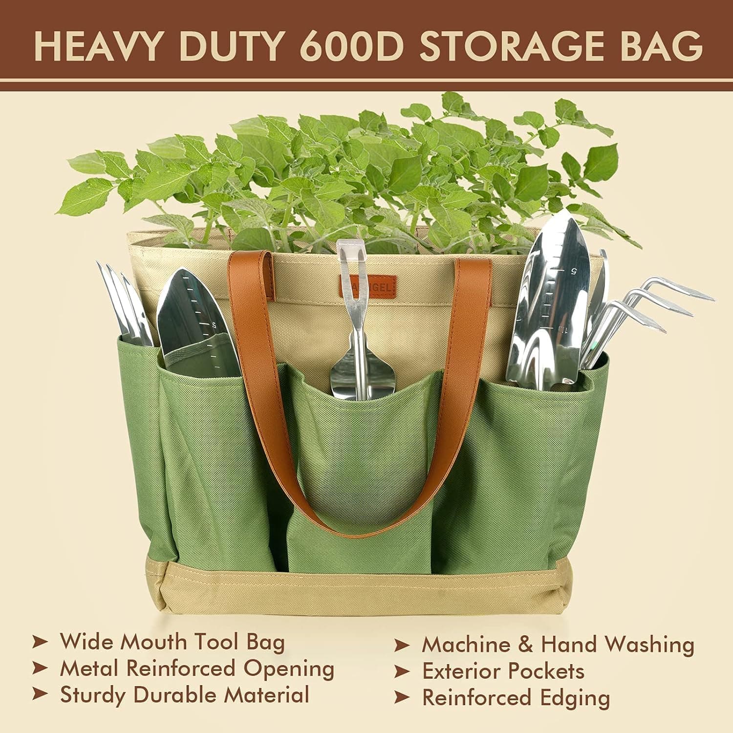 YAUNGEL Gartenwerkzeug Set, 10 Stück Schwerlast Edelstahl Gartenarbeit Kit mit Non-Slip Holzgriff- Garten Geschenke Verpackung für Frauen Männer, Grün