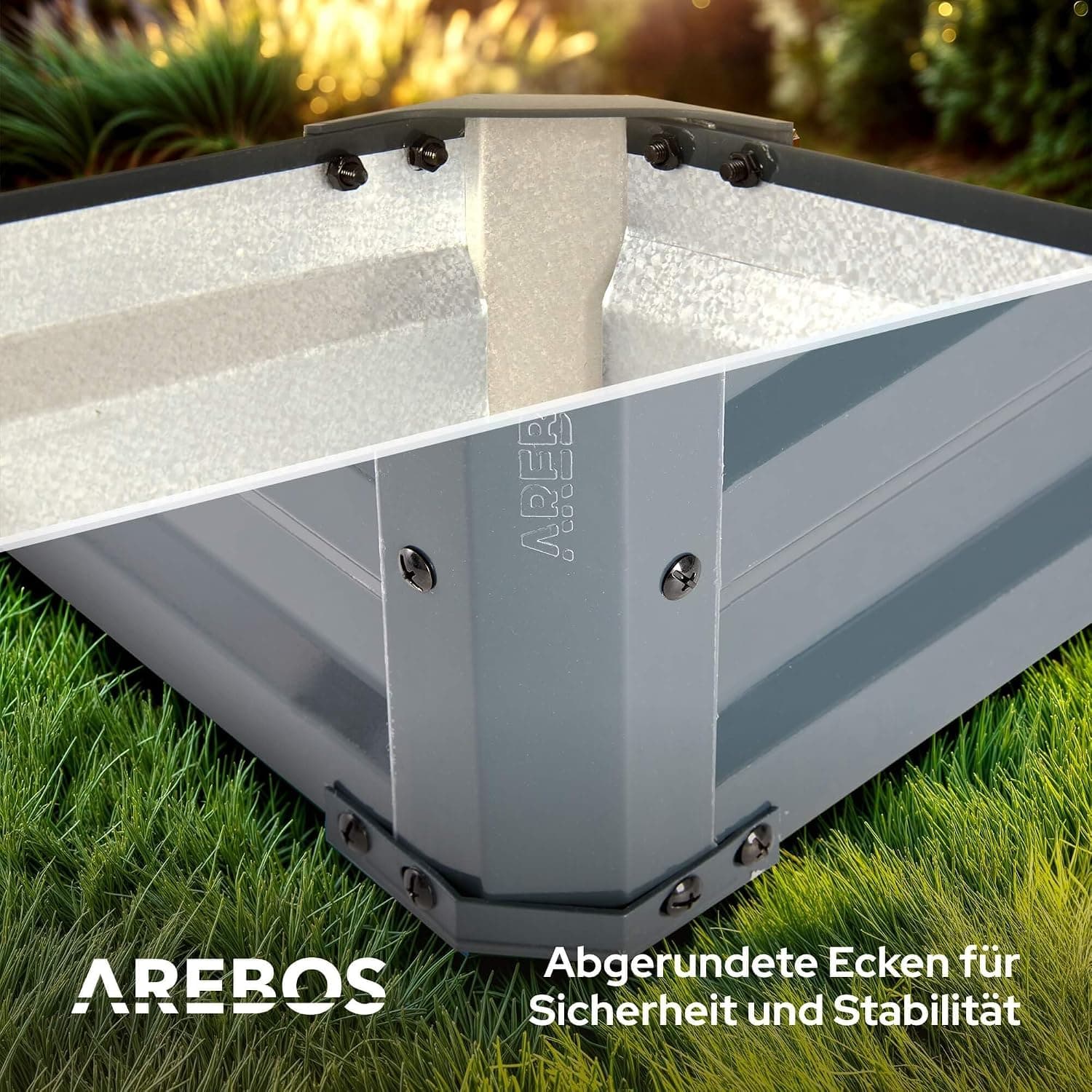 Arebos Hochbeet Metall 180x90x79 cm | Gartenbeet aus verzinktem Stahl | Pflanzbeet wetterfest &amp; rostfrei | Rechteckiges Gemüsebeet für Garten &amp; Terrasse | Hochbeet Bausatz ohne Boden