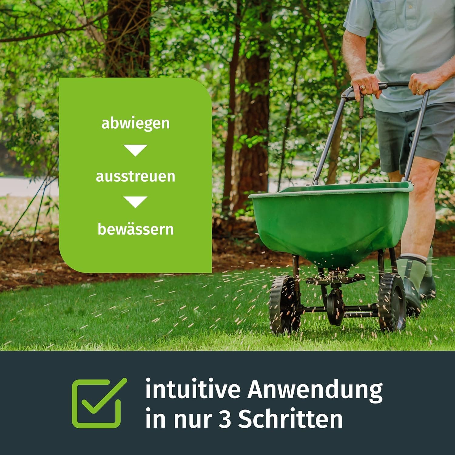 Turbogrün Rasendünger Sommer 20kg, gesunder Rasen verdrängt Moos, Ideal im Sommer, geeignet für Streuwagen, staubarmes Granulat, Rasen dünger, Rasenpflege