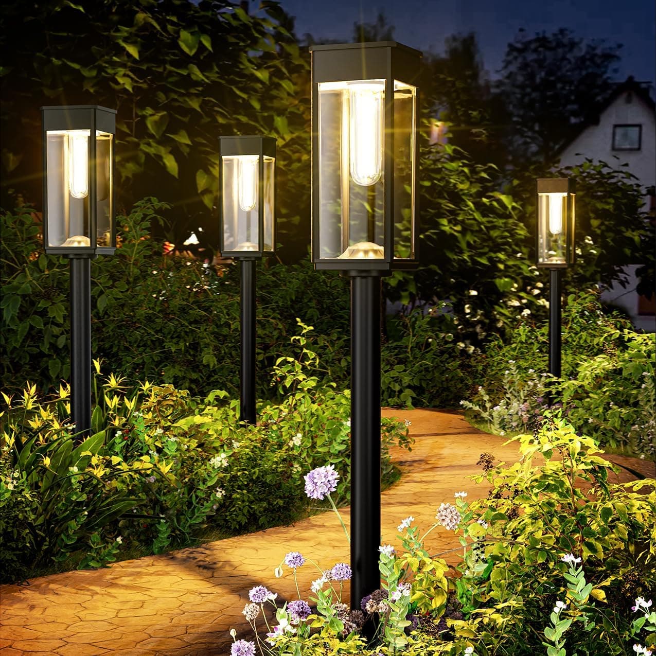 Solarlampen Außen Garten,Garten Solarleuchten Aussen 4 Stücke mit Längere Arbeitzeit, IP65 Wassserdicht Solar Gartenlampe, Extrem Helle Outdoor Solar Lights für Terrase Warmes Weiß