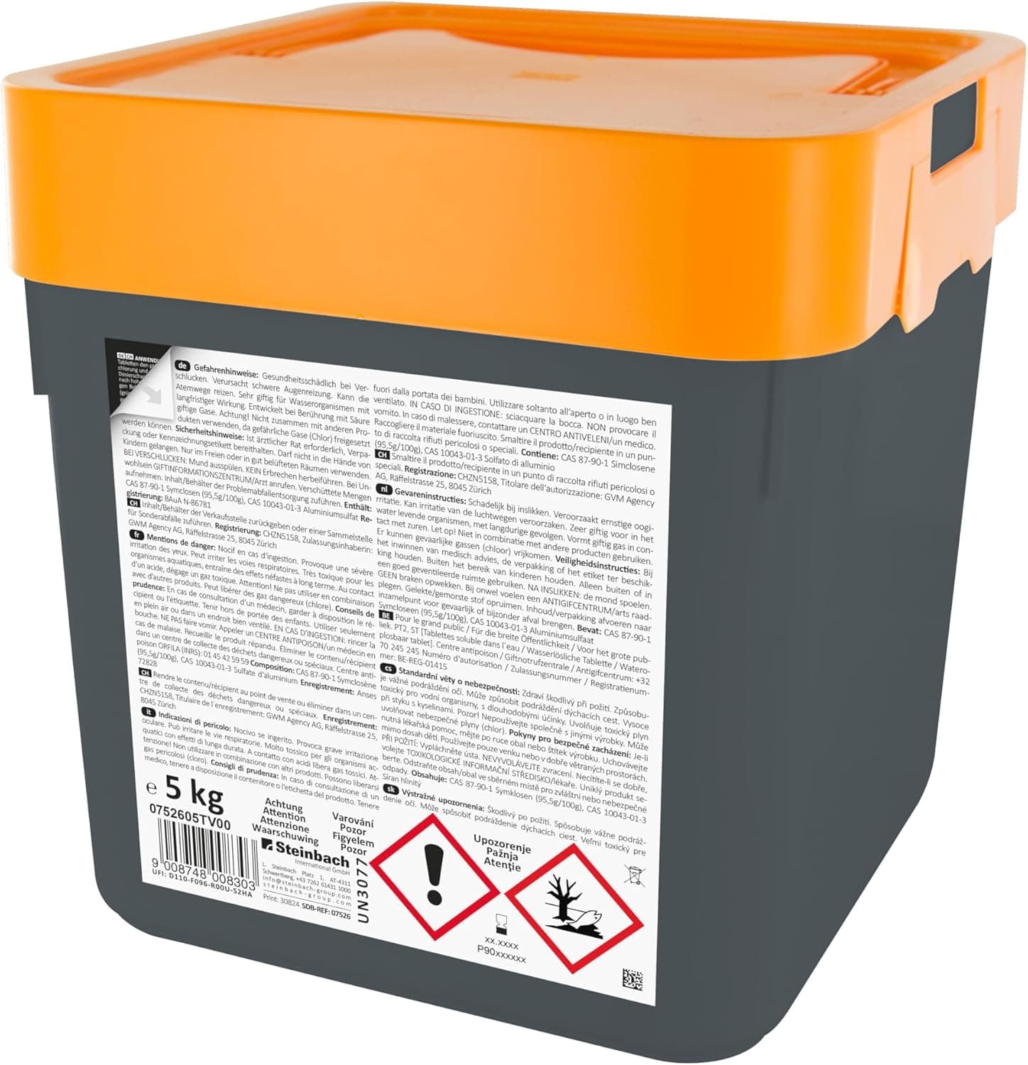 Steinbach Poolpflege Quattrotabs 200 g langsamlöslich - 0752605TV00-5 kg - 4-in-1 Chlortabletten mit Flockungsmittel - pH-Stabilisator &amp; Algenverhütung - Multifunktionstabletten
