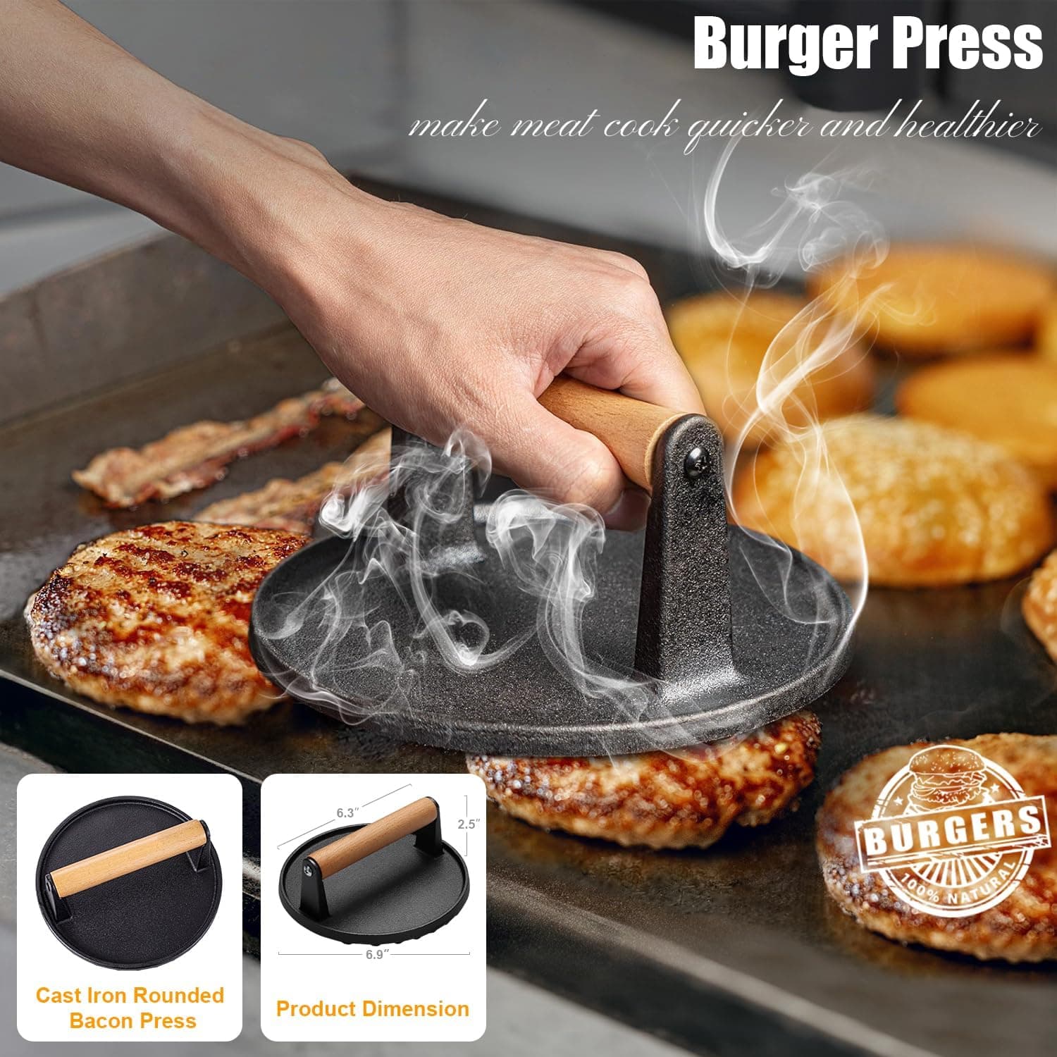 Grilliance 27-TLG Grillspachtel Plancha Zubehör für Männer, Teppanyaki BBQ Grillbesteck Set Edelstahl, Hibachi Smasher Burger Geschenkset mit Pfannenwender, Burgerpresse, Patty-Maker für Blackstone