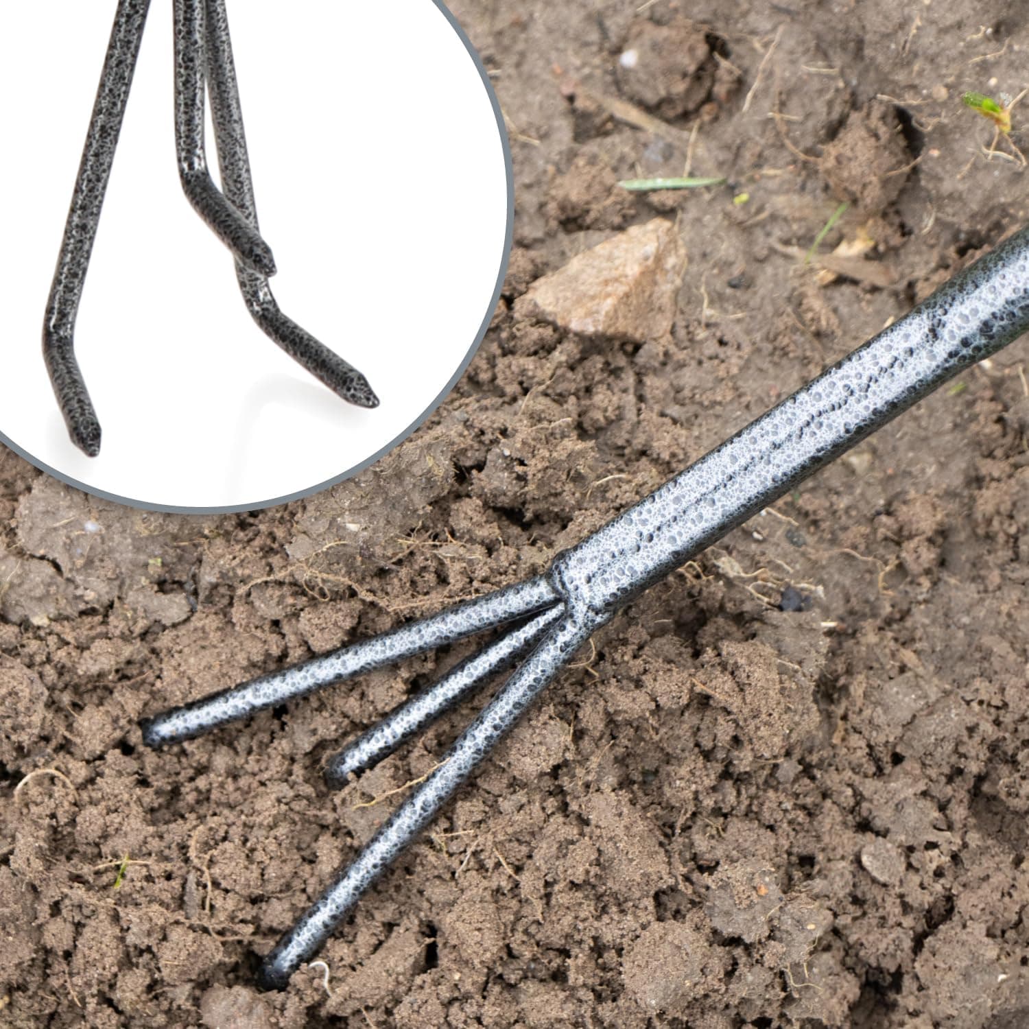 com-four® 5-teiliges Garten-Werkzeug-Set - Gartenset mit Doppelhacke, Kleingrubber, Fugenkratzer, Handrechen, Blumenkelle - Gartenwerkzeug für Pflanzen und Gartenarbeit