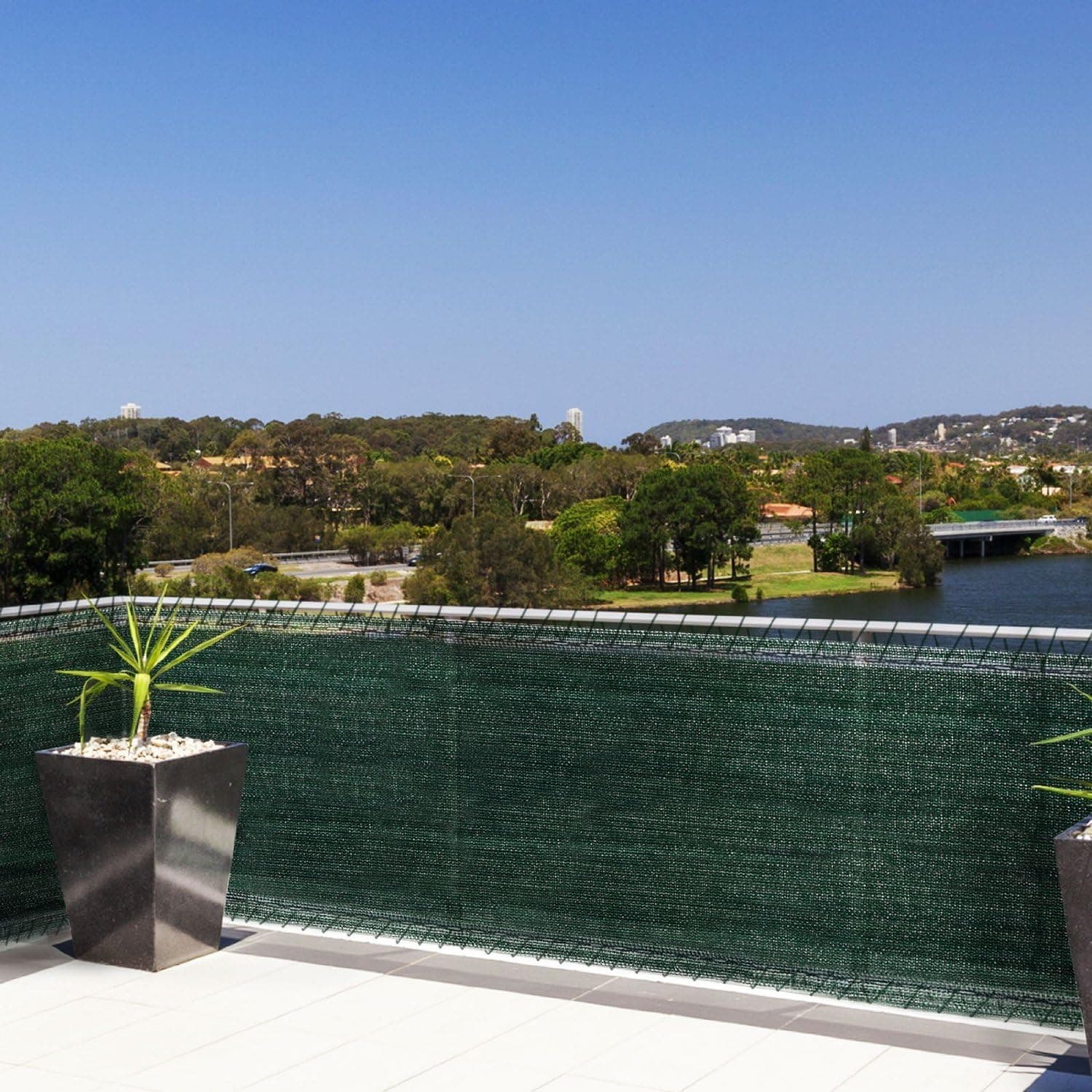 WOLTU Zaunblende 1x6m, 150 g/m² HDPE Tennisblende Schattiernetz Sichtschutz Windschutz Staubschutz Sonnenschutz Gewebe Netz mit Kabelbinder grün