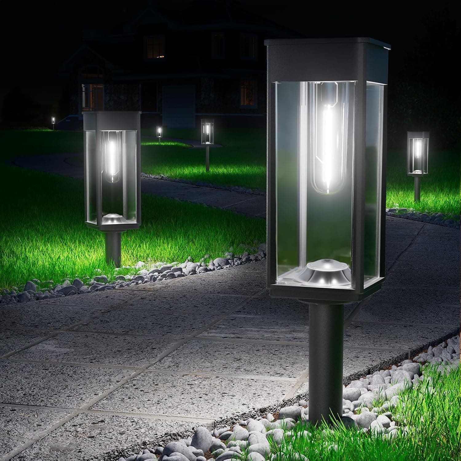 Solarlampen Außen Garten,Garten Solarleuchten Aussen 4 Stücke mit Längere Arbeitzeit, IP65 Wassserdicht Solar Gartenlampe, Extrem Helle Outdoor Solar Lights für Terrase Warmes Weiß