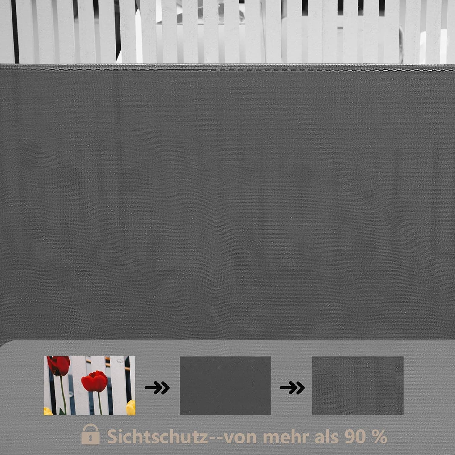 WOLTU Zaunblende Tennisblende 1,2x20m aus 180 g/m² HDPE, Schattiernetz Sichtschutz Windschutz Staubschutz Sonnenschutz Gewebe Netz mit Kabelbinder anthrazit