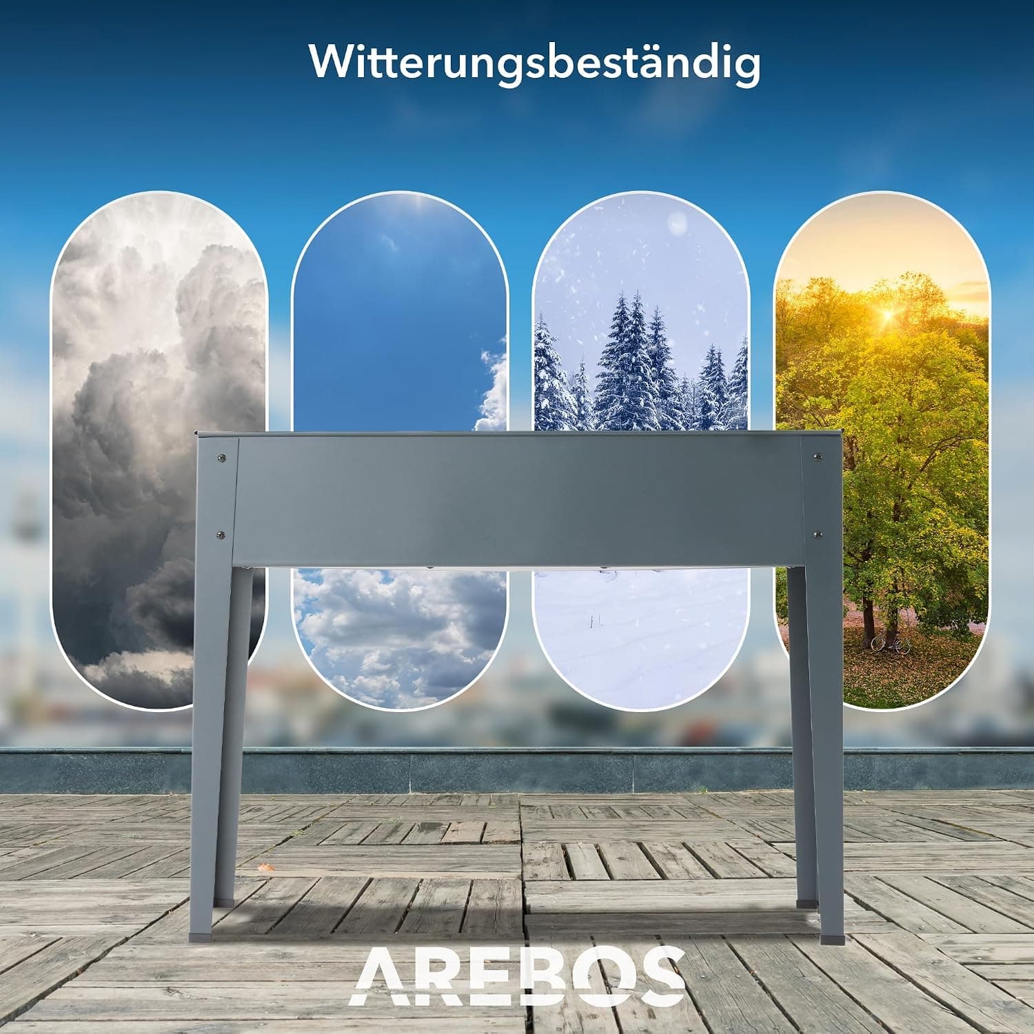 Arebos Hochbeet 101,5 x 26 x 80 cm | Frühbeet Kräuterbeet Pflanzenbeet Blumenkasten Garten Terassen Gemüsebeet Gartenbeet Blumenkübel für Balkon | ideal für den Anbau von Gemüse Obst Kräutern