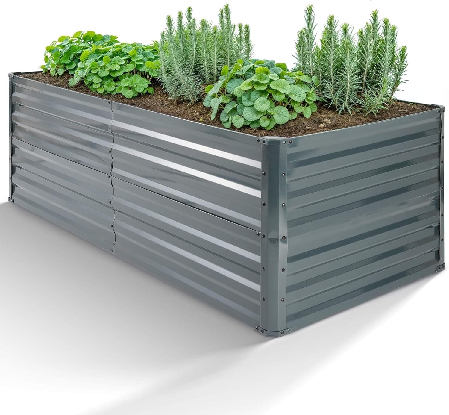 Arebos Hochbeet Metall 180x90x79 cm | Gartenbeet aus verzinktem Stahl | Pflanzbeet wetterfest &amp; rostfrei | Rechteckiges Gemüsebeet für Garten &amp; Terrasse | Hochbeet Bausatz ohne Boden