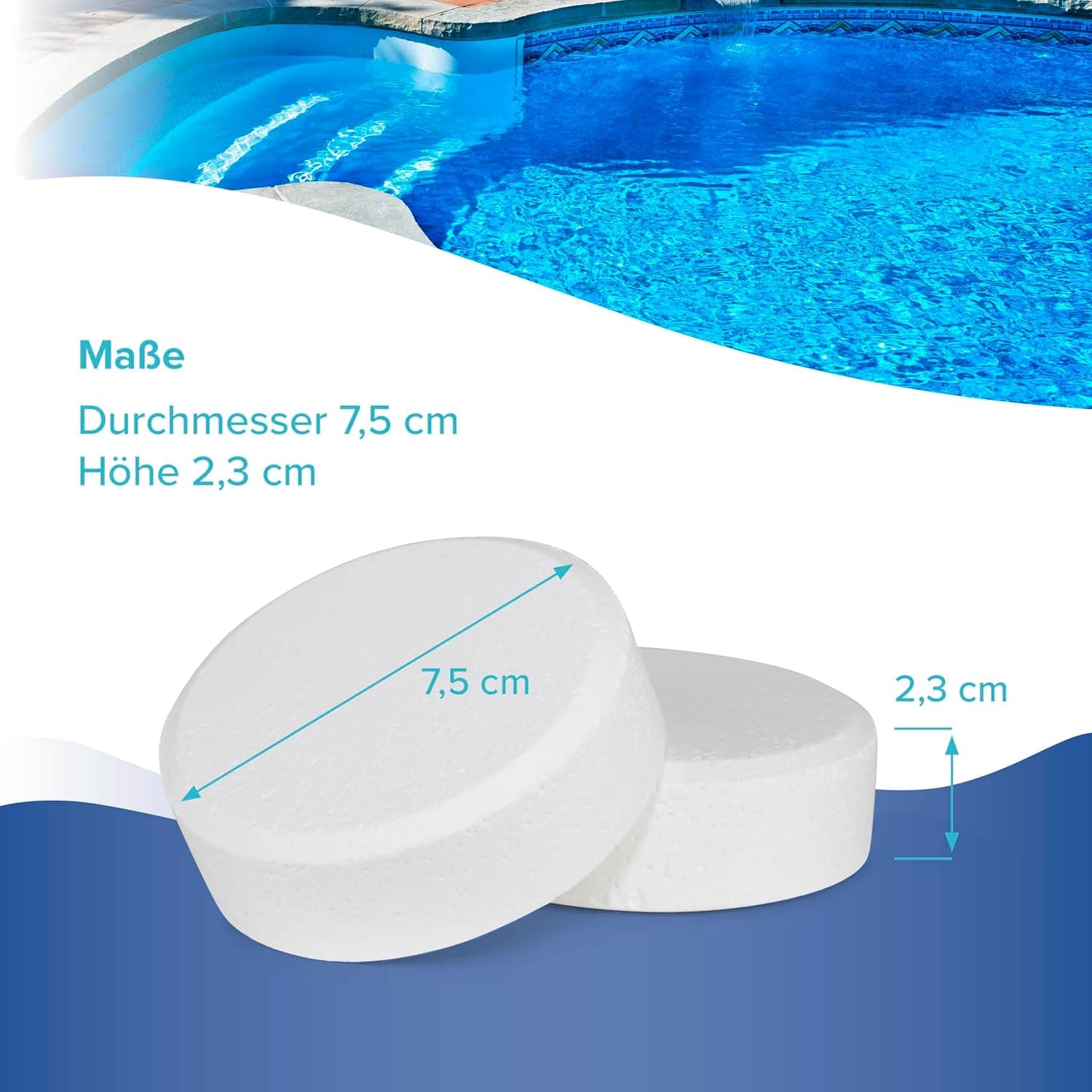 BAYZID Chlor Multitabs 5 in 1-200g Chlortabletten für Pool - 5kg - 5-Phasen Pflege &amp; Reinigung - Made in Europe - Für kristallklares Poolwasser