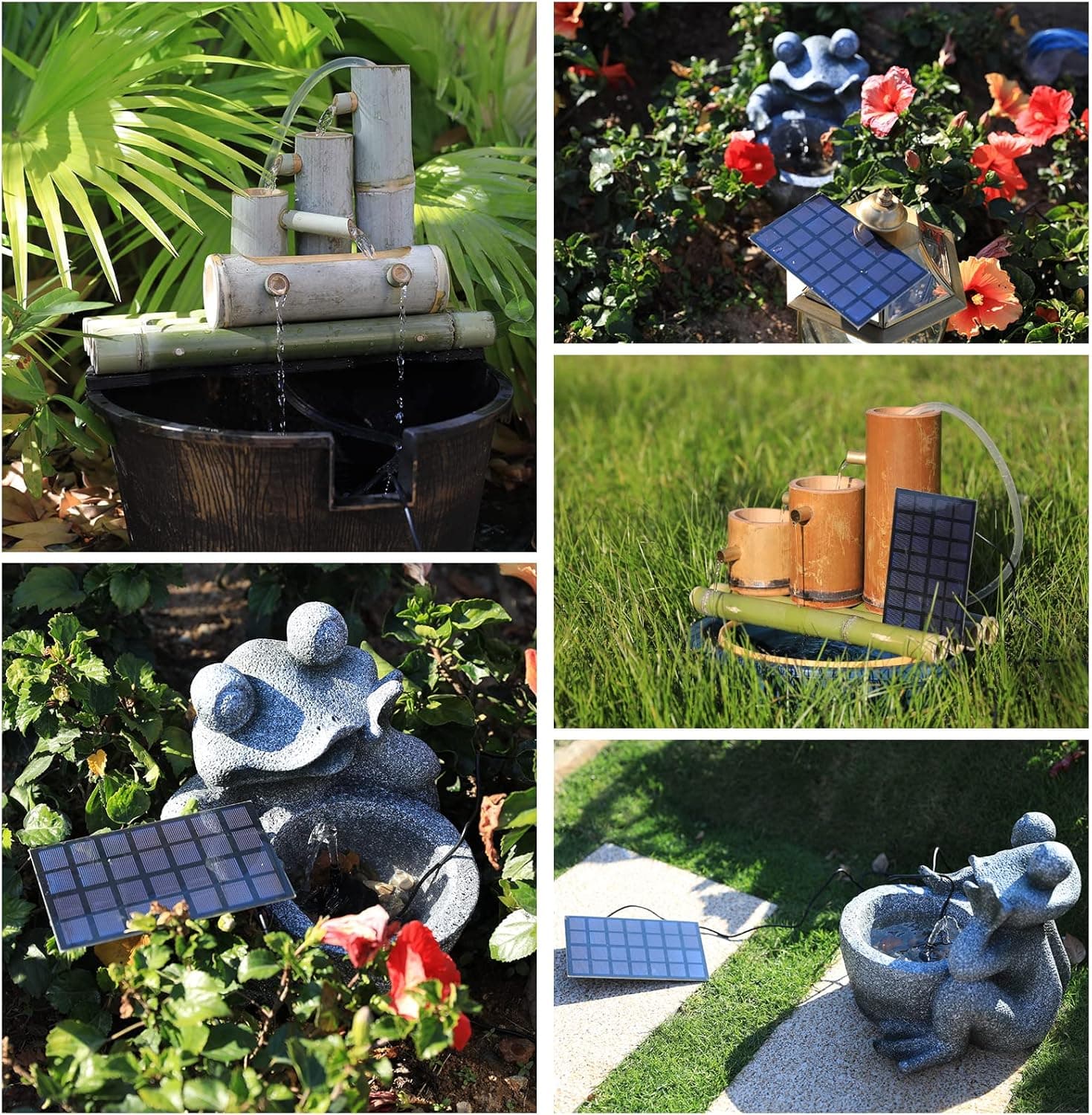 AISITIN Solar Springbrunnen für Außen, 2,5W DIY Solar Teichpumpe mit 1,2M Wasserleitung Solarbrunnen mit 6 Fontänenstile Solar schwimmender Fontäne Pumpe für Gartenteich, Vogel-Bad, Fisch-Behälter