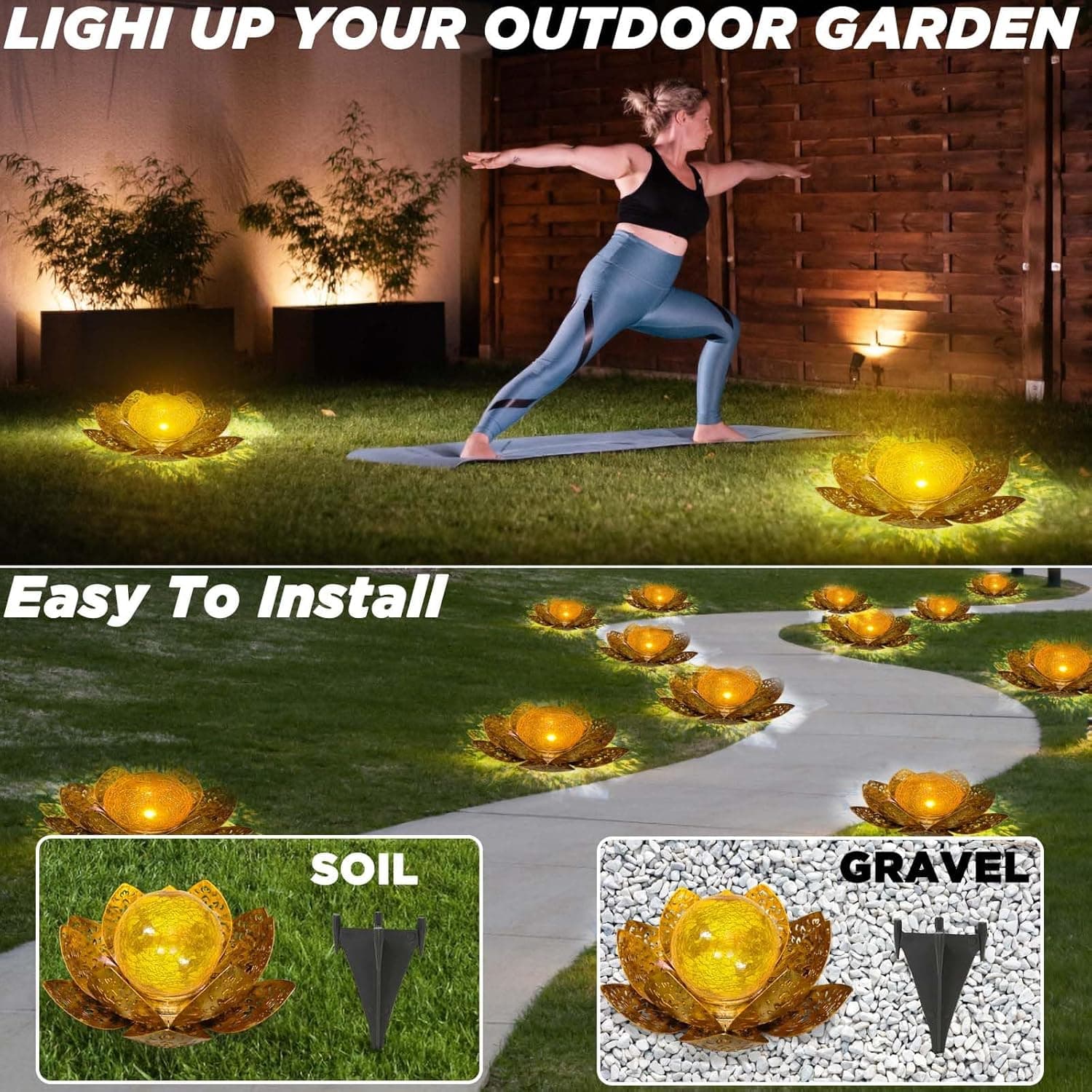 Solarlampen für Außen Solar Lotus Gartendeko Solar Bodenleuchte für Garten Warmes Licht Gartenleuchten für Außen Terassendeko LED Solarleuchten Wasserdicht Metall Solarlaterne