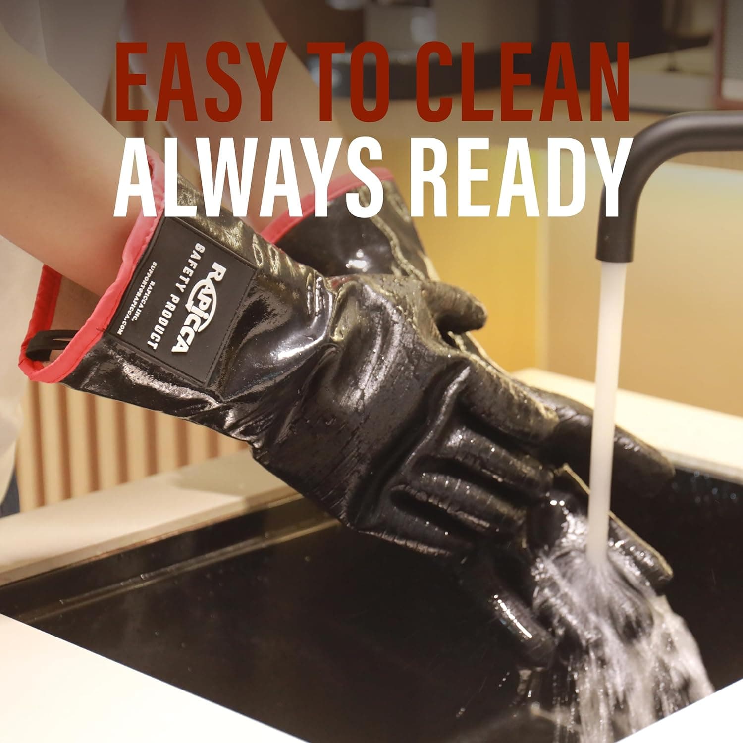 RAPICCA Grillhandschuhe Hitzebeständig für Grill/Smoker/Kochen/Grube/Barbecue,Texturierter Handflächengriff,Fettiges Essen auf Ihrer Fritteuse Ofen ohne Rutschen,Wasserdicht,Ölbeständig 43.2cm XL